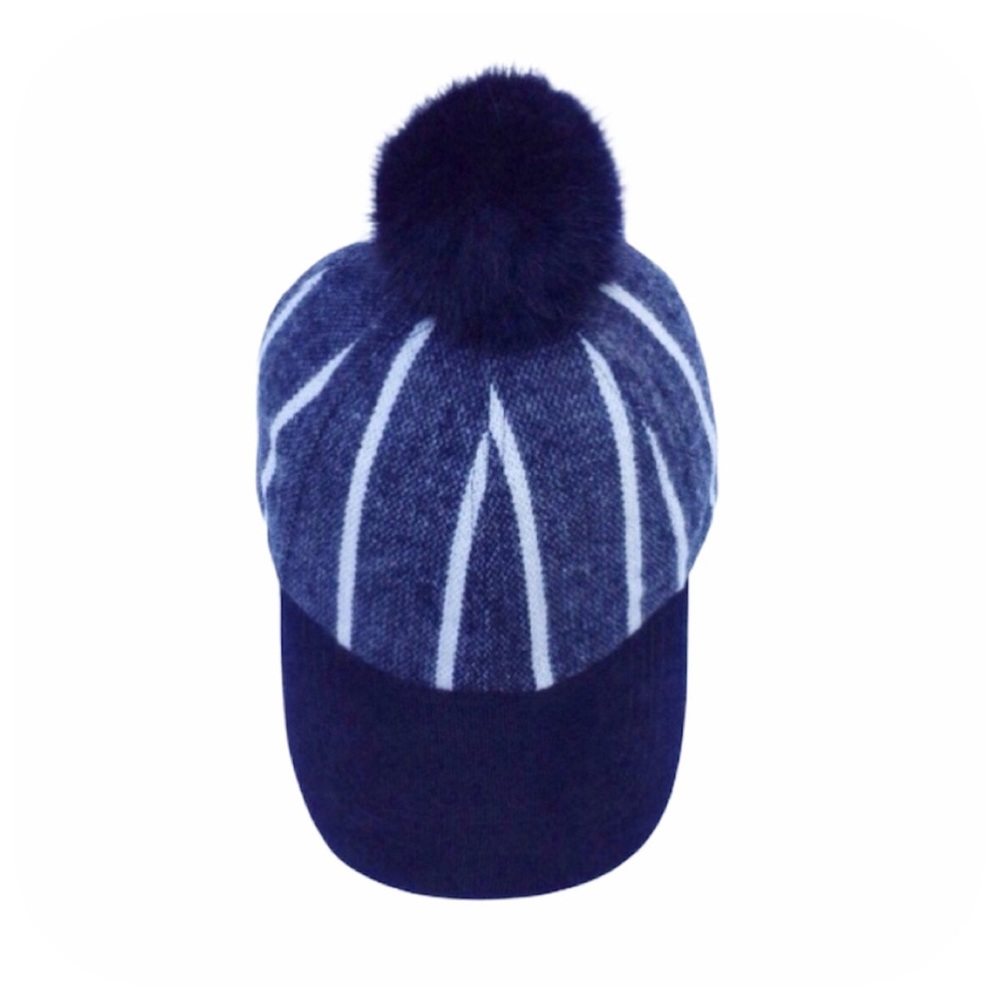 Vince Camuto Striped PomPom Baseball Cap